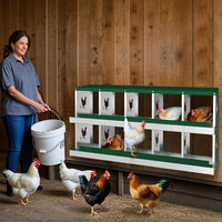 Garvee 10 Compartments Metal Chicken Nesting Boxes, Nesting Boxes, Chicken Laying Box with Roll Out Egg Collection with Vented Holes