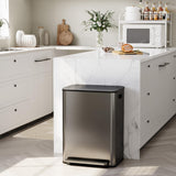 Garvee 16 Gallon Stainless Steel Dual Trash Can with Removable Baskets for Kitchen and Living Room, Black - Black