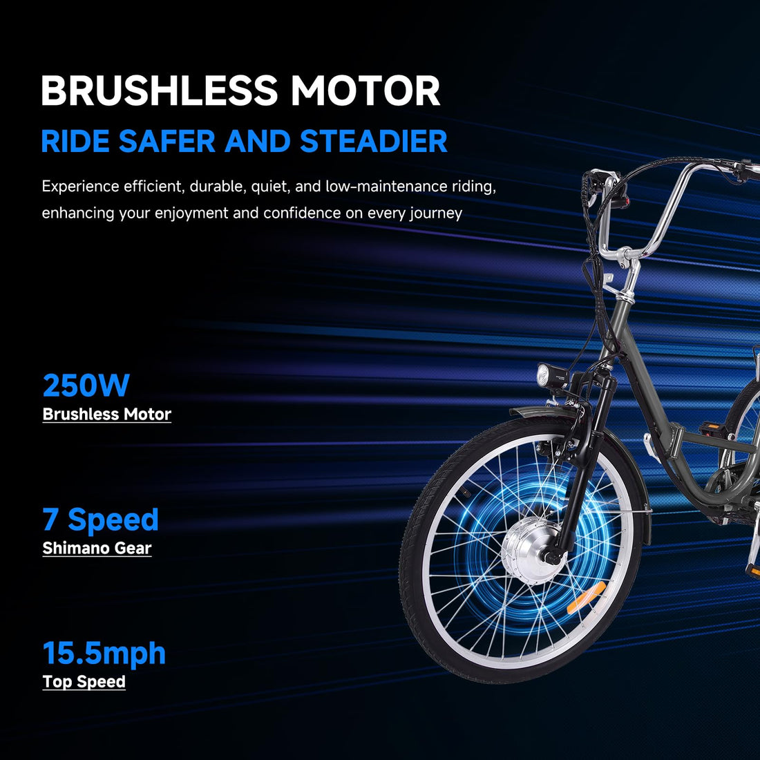 Garvee 26 Inch Adult Electric Tricycle Folding 7-Speed Electric Tricycle with Basket, 36V Detachable Battery, 250W Brushless Motor Suitable for Men and Women, Gary