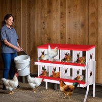 Garvee 8 Compartments Metal Chicken Nesting Boxes, Nesting Boxes with Metal Legs, Chicken Laying Box with Roll Out Egg Collection with Vented Holes