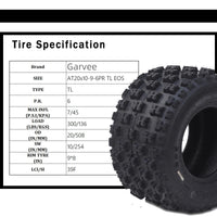 Garvee Set Of 4 ATV UTV All-Terrain Tires 23x7-10 Front 20x10-9 Rear 6-Ply Tubeless