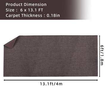 Garvee 6' × 13.1' Boat Marine Carpet,Stripe Brown Marine Carpet, Indoor/Outdoor Rug, TPR Non-Slip, Waterproof, for Patio Deck, Outdoor Use, Camping