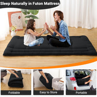 Garvee Futon Mattress Twin Size, Japanese Floor Mattress Foldable Sleeping Mattress, Roll Up Floor Bed Mattress for Easy Storage, Tatami Mat Japanese Floor Bed for Dorm Camping, Black