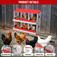 Garvee 6 Compartments Metal Chicken Nesting Boxes, Nesting Boxes, Chicken Laying Box with Roll Out Egg Collection with Vented Holes