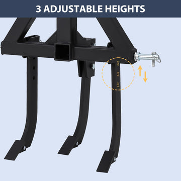 Garvee Middle Buster for CAT 0& 1, 3-Point Quick Hitch Tractors with 3 Adjustable & Replaceable Ripper Shanks, Upgraded Heavy Duty Steel Furrowing Plow