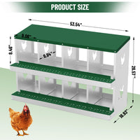 Garvee 8 Compartments Metal Chicken Nesting Boxes, Nesting Boxes, Chicken Laying Box with Roll Out Egg Collection with Vented Holes