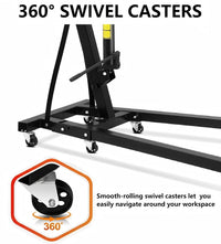 Garvee 2 Ton Engine Hoist 4400 Lbs Capacity Folding Hydraulic Heavy-Duty Carbon Steel 6 Casters with Brakes Adjustable Boom Garage Workshop