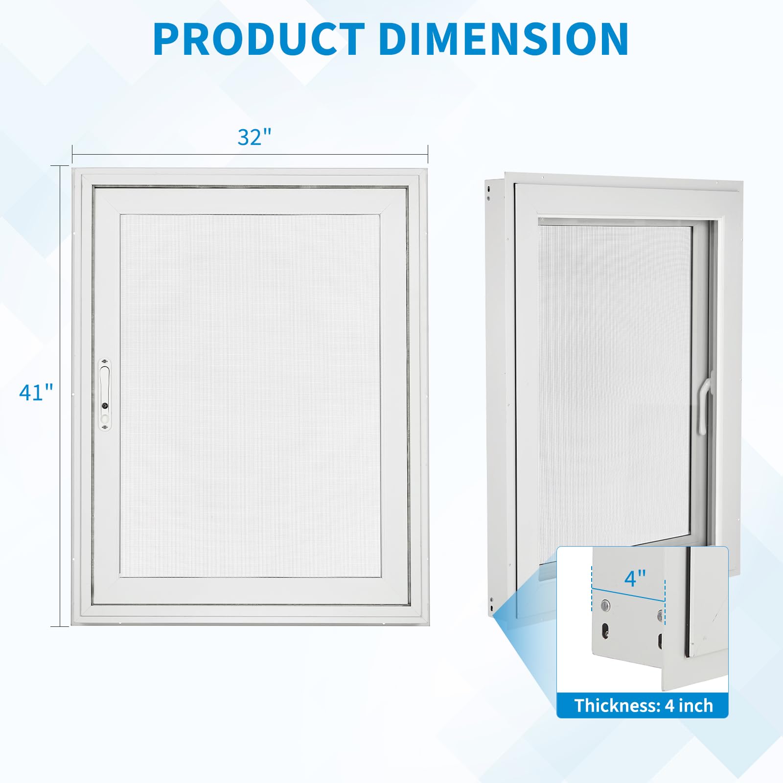 Garvee House Window 31x 40 x 4 Inch , 4 Gear Opening Position Adjustment Roof Window, 5 Mm Reinforced Glass Casement Window with Pull Down Magnetic Mesh, Sliding Window for House