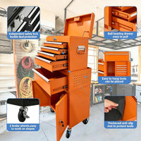 Garvee 20 Inch Heavy-Duty Tool Chest with 5 Drawers, Rolling Tool Box Cabinet on Wheels, 2-in-1 Detachable Tool Storage Organizer for Garage, Workshop, and Home Improvement, Locking Steel Tool Cart with Top Tool Box, Orange