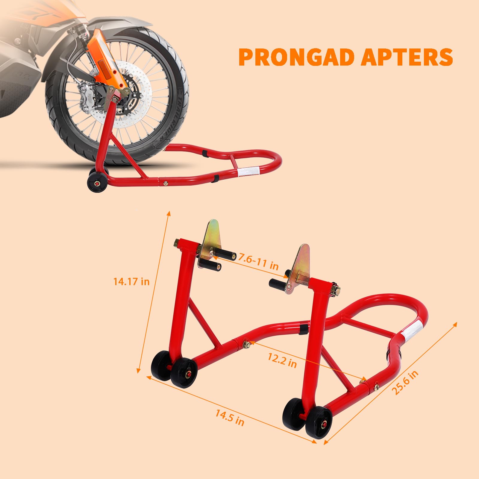 Garvee Heavy Duty Motorcycle Stand Lift 900 lbs Capacity Adjustable Steel Frame Front & Rear Combo Universal Fit for Repairs Maintenance Storage