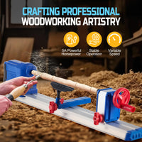 Garvee Wood Lathe, 10" x 24" Benchtop Wood Lathe Machine 0.8 HP 600W Infinitely Variable Speed 800-3000 RPM, Wood Turning Lathe Machine with Wrench & 2 Chisels for Woodworking, Woodturning