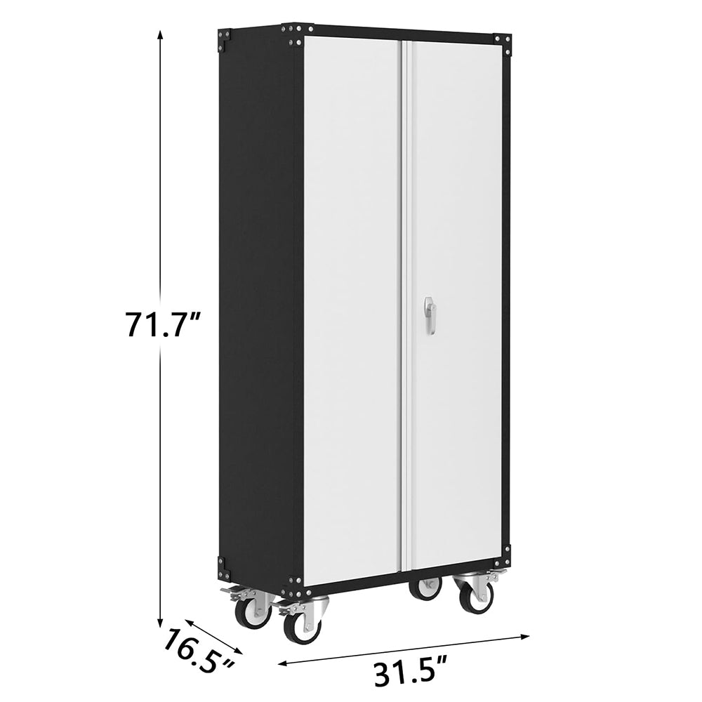 Garvee Metal Storage Cabinet - 72" Lockable Tool Cabinet with 360° Wheels, Drawers, 4 Doors, and Adjustable Shelves, Ideal for Garage, Home, and Office