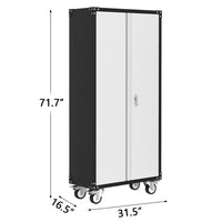 Garvee Metal Storage Cabinet - 72" Lockable Tool Cabinet with 360° Wheels, Drawers, 4 Doors, and Adjustable Shelves, Ideal for Garage, Home, and Office