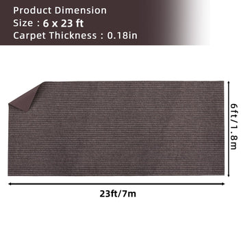 Garvee 6' × 23' Stripe Brown Marine Carpet, Waterproof Indoor/Outdoor Rug with TPR Non-Slip Backing for Boat, Patio Deck, Camping, and Outdoor Use