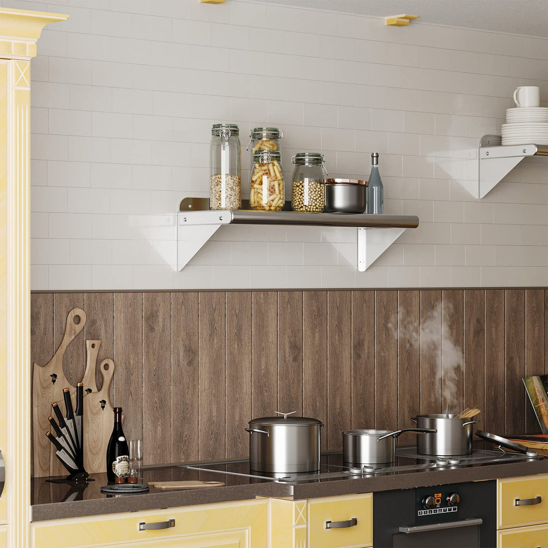 Garvee Wall Mount Stainless Steel Shelf 12 x 24 Inch, NSF Certified Shelves, 230 lb Load Capacity Heavy Duty Floating Shelf Kitchen Storage Racks for Restaurant, Hotel and Garage