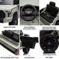 Garvee Ride - P Series: 12V Ride on Car For Kids Age 3+ , Licensed Toyota, with Remote Control, MP3, LED Lights, Suspension System, Double Doors, Safety Belt, Ride On Toys for Boys Girls - Green