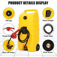 Garvee  14 Gallon Portable Fuel Caddy, Marine Gas Tank with Fuel Gauge, I-Shaped Handle, and 10FT Hose, Perfect for Boats, Outboard Engines, Yachts, Fishing, Mowers, ATVs, Farm, and Home Use, Yellow