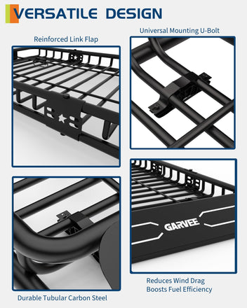 Garvee Spider 51"x 36"x 5" Roof Rack Basket Rooftop Cargo Carrier with Extension Black Car Top Luggage Holder Universal for SUV Cars