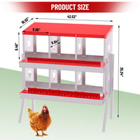Garvee 6 Compartments Metal Chicken Nesting Boxes, Nesting Boxes with Metal Legs, Chicken Laying Box with Roll Out Egg Collection with Vented Holes
