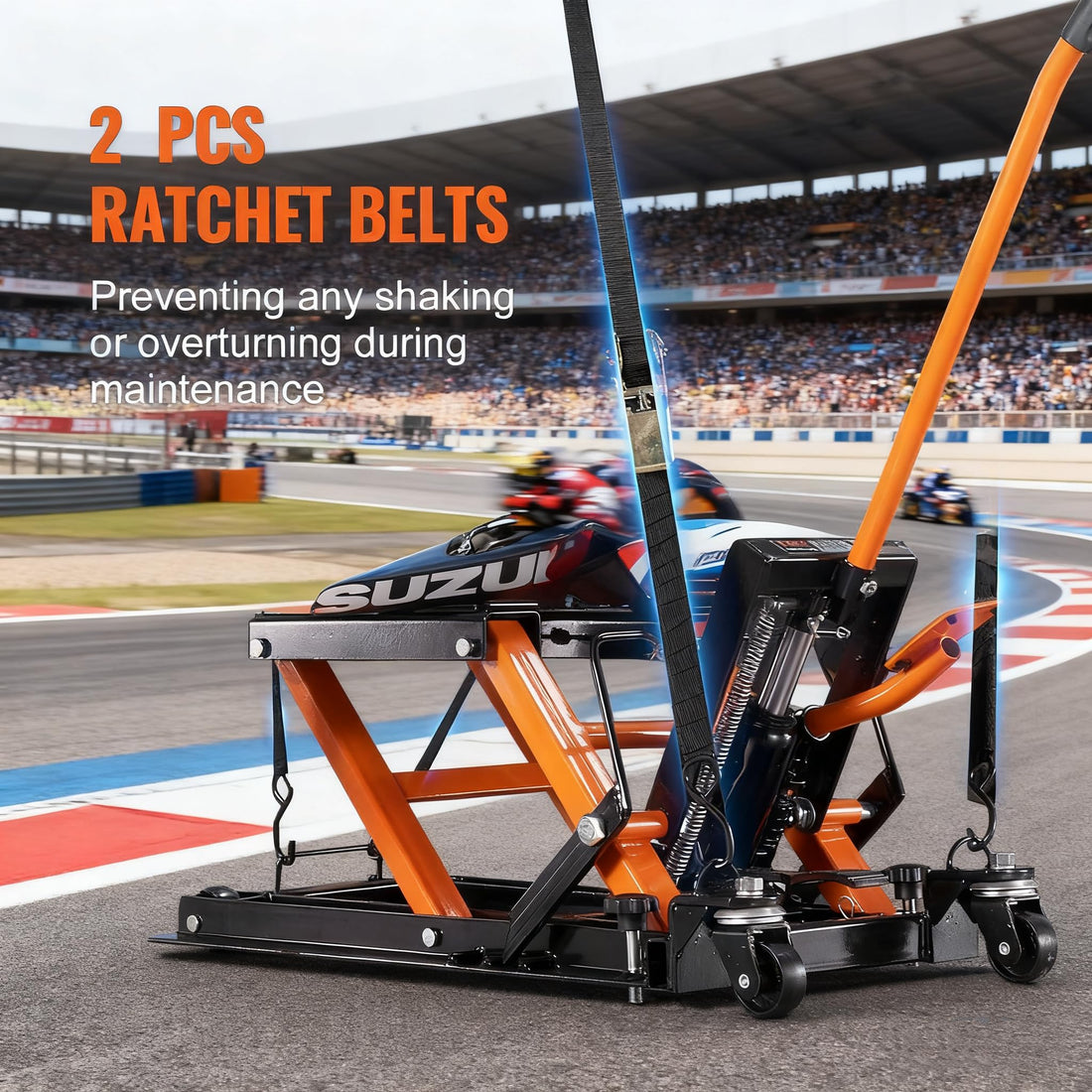 Garvee Hydraulic Motorcycle Lift Jack, 1500 Lbs Capacity Scissor Lift Jack with 4 Wheels and Handle, Portable Foot-Operated Hoist Stand Motorcycle Lift Table for ATV, Motorcycle, UTV, Powersports