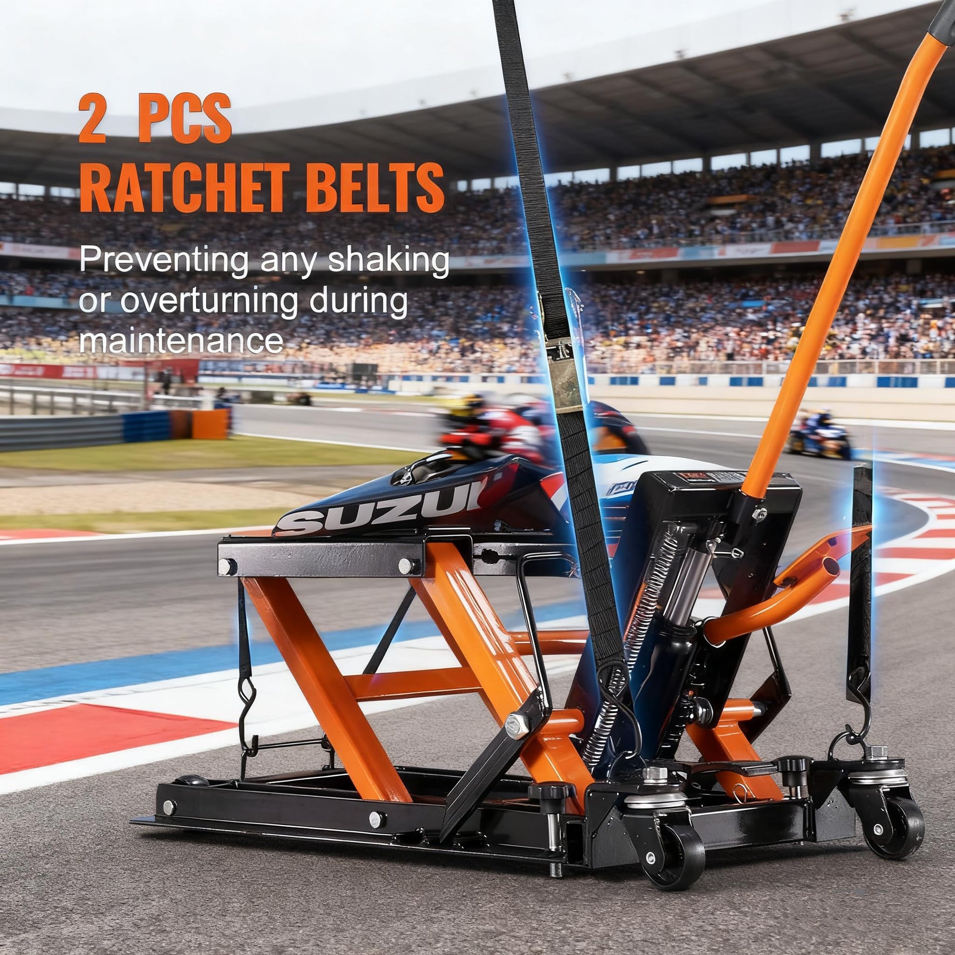 Garvee Hydraulic Motorcycle Lift Jack, 1500 Lbs Capacity Scissor Lift Jack with 4 Wheels and Handle, Portable Foot-Operated Hoist Stand Motorcycle Lift Table for ATV, Motorcycle, UTV, Powersports