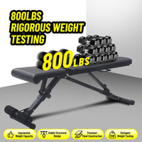 Garvee Adjustable Weight Bench, 800 Lbs Capacity, 8 Backrest & 3 Seat Positions, Adjustable Bench for Full Body Workout, Space-Saving Foldability, for Indoor Workout, Home Gym (Black)