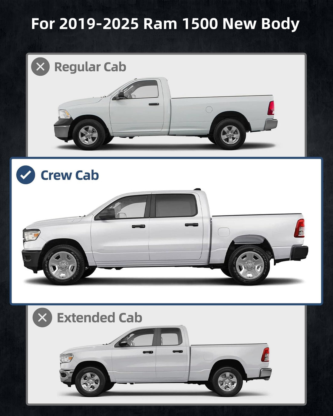 Garvee Running Boards Compatible with 2019-2025 Dodge Ram 1500  (Exclude 2019-2025 Ram 1500 Classic) Crew Cab Nerf Bars Side Steps for Ram 1500 2019-2025