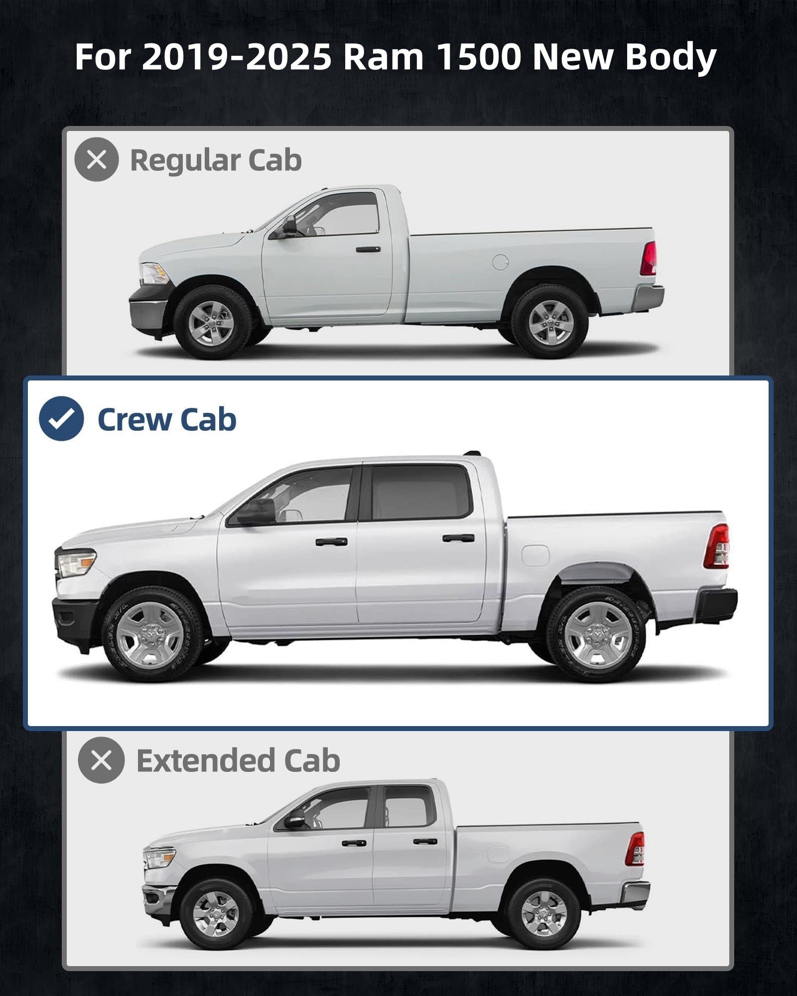 Garvee Running Boards Compatible with 2019-2025 Dodge Ram 1500  (Exclude 2019-2025 Ram 1500 Classic) Crew Cab Nerf Bars Side Steps for Ram 1500 2019-2025