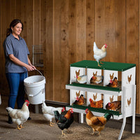 Garvee 6 Compartments Metal Chicken Nesting Boxes, Nesting Boxes with Metal Legs, Chicken Laying Box with Roll Out Egg Collection with Vented Holes