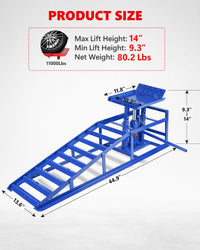 Garvee Hydraulic Car Ramps - 5T/11,000 lbs Heavy-Duty Steel, Adjustable Height 9.3"-14", Low-Profile, Anti-Slip Design for Garage Repair, 2 Pack, Blue