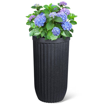 Garvee 31" Tall Black Planter with Water Level Monitor, Self-Watering System & Wheels - Medium Flower Pot for Living Room, Office, Patio & Garden