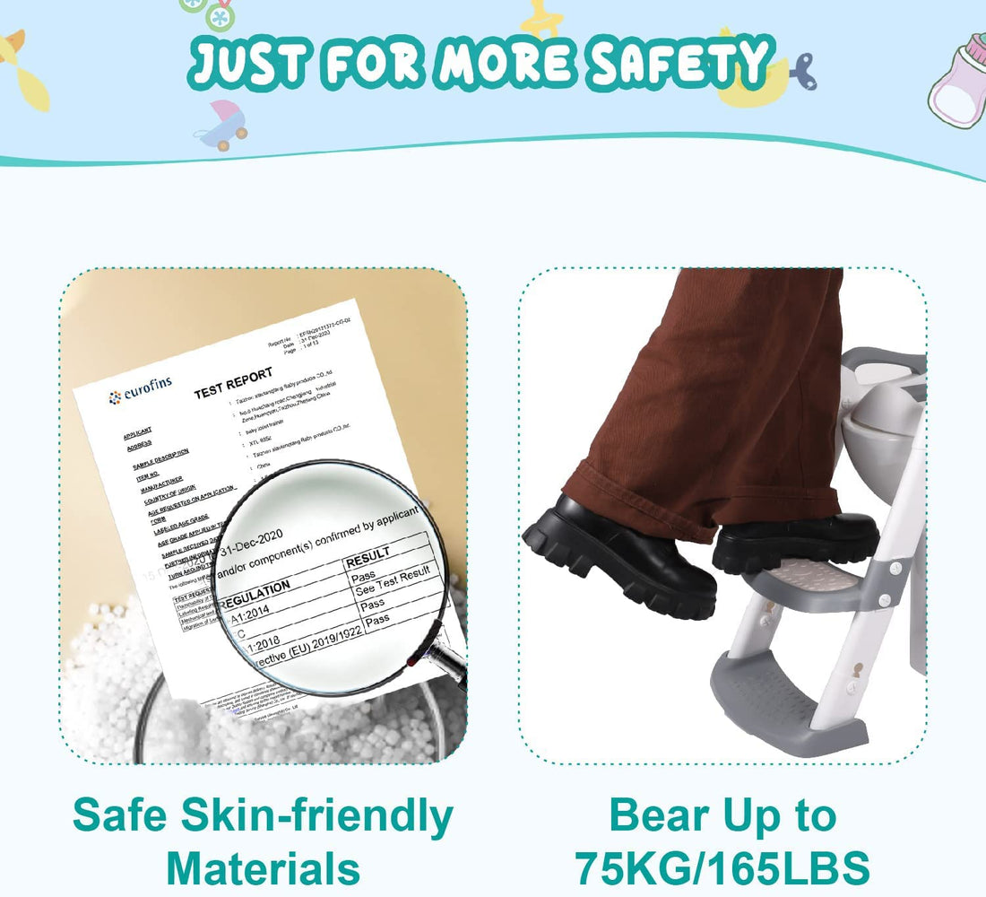 Garvee Potty Training Seat, Height Adjustable Toddler Toilet Seat for Kids Boys Girls, 2 in 1 Potty Training Toilet, Splash Guard Anti-Slip Pad Step Stool