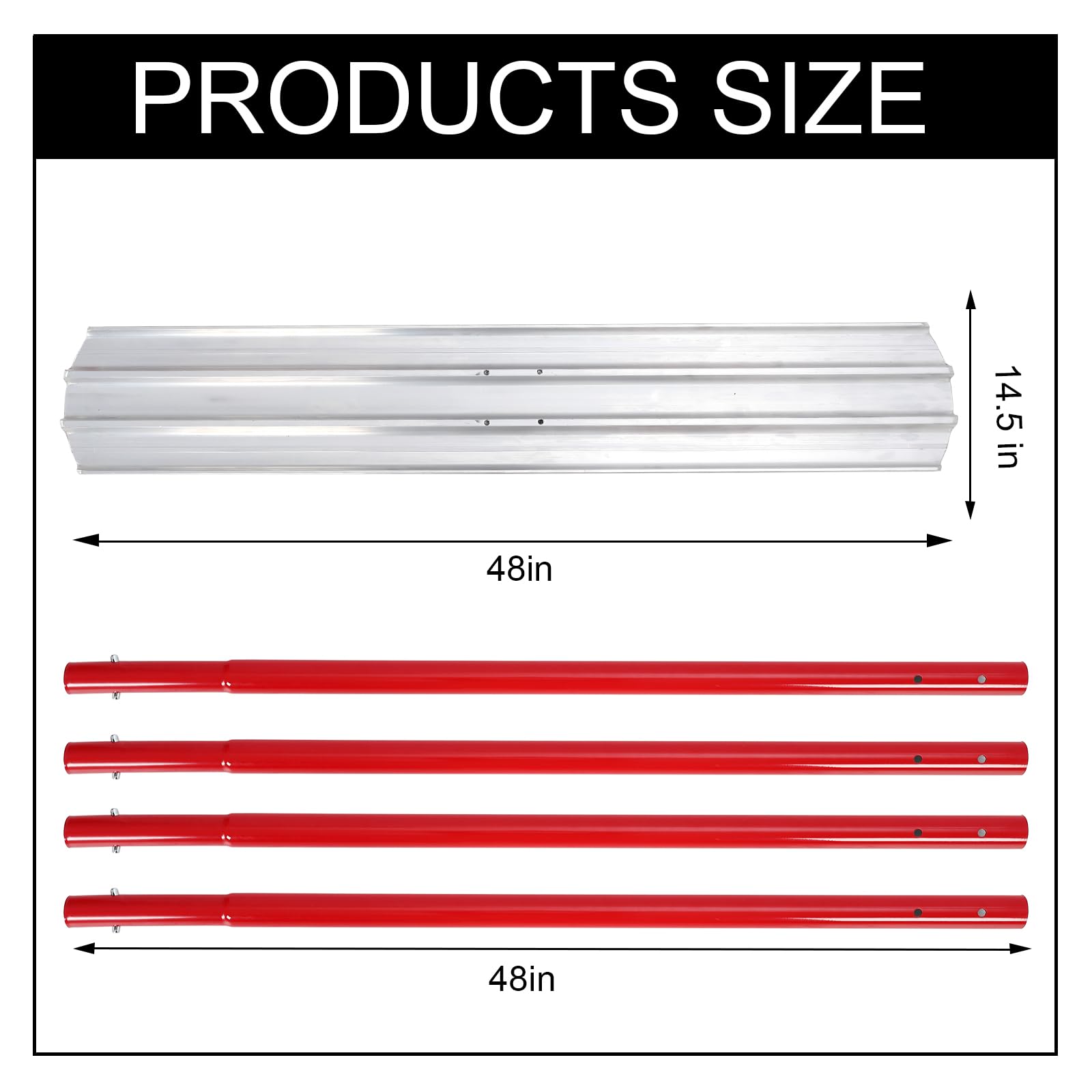 Garvee 48x8 Inch Bull Float Magnesium Concrete Float, Aluminum Alloy Concrete Float Tool, with 4 Handles and Bull Float Bracket, Finishing Bull Float Bull Concrete Kit for Concrete Finishing