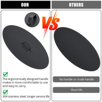 Garvee Fire Pit Cover - Compatible with Bonfire, Round Stainless Steel with Handle, Fits Inset Fire Pit, Perfect for Outdoor Patio Camping,28 * 28inch,Black