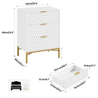 Garvee White 3 Drawer Dresser for Bedroom, Simply Modern Chest of Drawers for Closet with Wide Top, Wooden Dresser with Deep Drawers, Nightstand for Living Room, Hallway, Kids Room