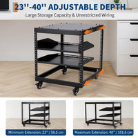 Garvee 10U Open Frame Server Rack, 23''-40'' Adjustable Depth, Wall Mount & Free Standing Network Rack with 4 Lockable Casters & 2pcs 1U Server Rack Shelf, Holds All Your IT/AV Equipment Rack