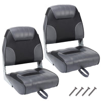 Garvee 2 Pack Folding High Back Boat Seats + Thickened Sponge Padding + Stainless Steel Screws + Waterproof PVC + Aluminum Hinges + 5" x 5" Bolt Hole Pattern + Fishing, Sightseeing