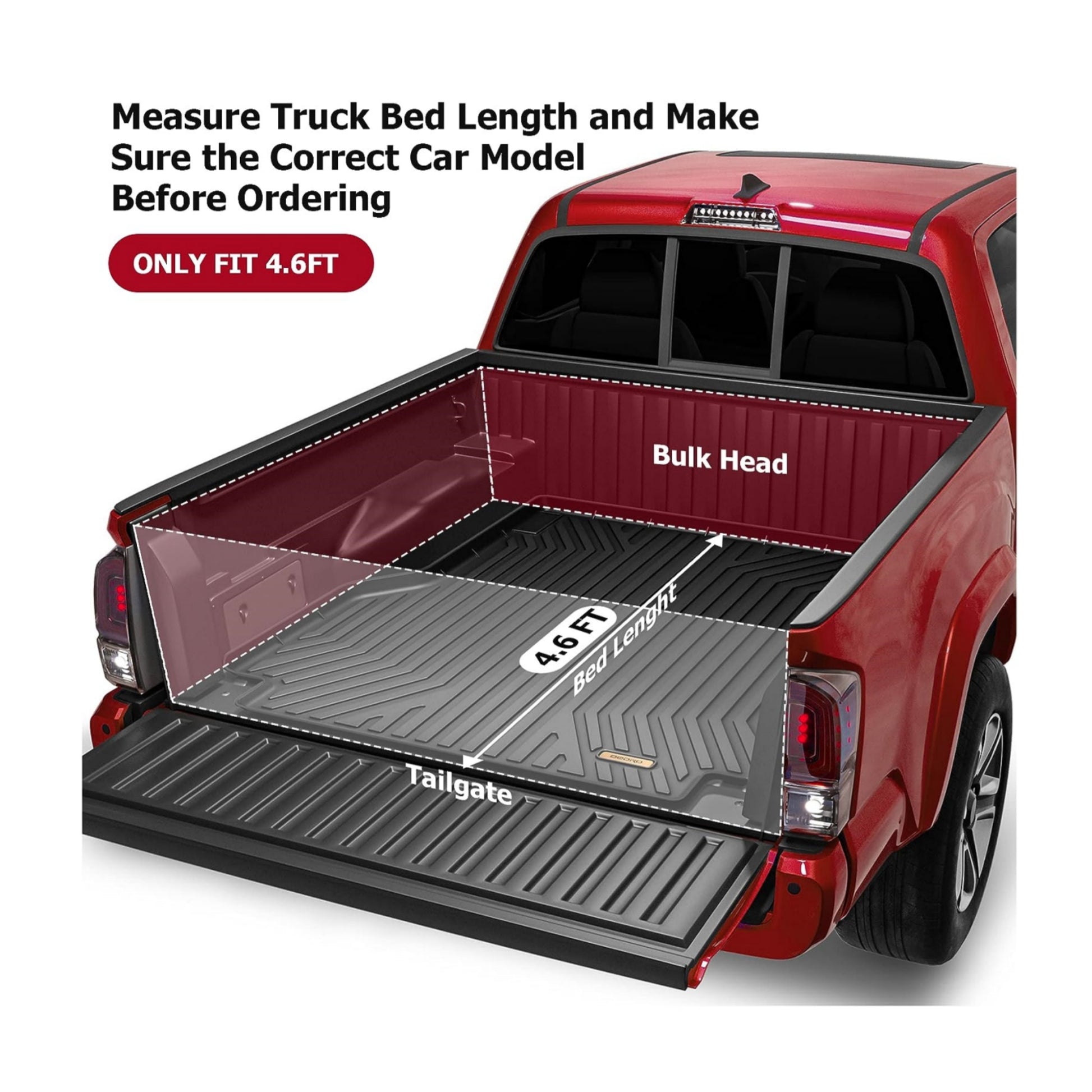 Garvee Hard Tri-Fold Tonneau Cover for 2022-2024 Ford Maverick 4.6ft bed- Black