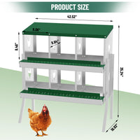 Garvee 6 Compartments Metal Chicken Nesting Boxes, Nesting Boxes with Metal Legs, Chicken Laying Box with Roll Out Egg Collection with Vented Holes