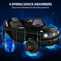 Garvee 12V Kids Ride on Car, Licensed Mercedes Benz G63 Electric Car w/Remote Control, Music, Spring Suspension, LED Light, Bluetooth, Horn, AUX, Safety Lock Battery Powered Electric Vehicle - Black