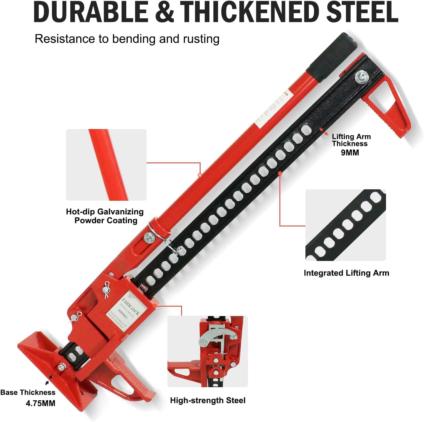 Garvee 33" Farm Jack Heavy-Duty 6600 LBS Load Capacity Cast Iron & Steel Serrated Base Off-Road Tractor Truck SUV ATV Lift