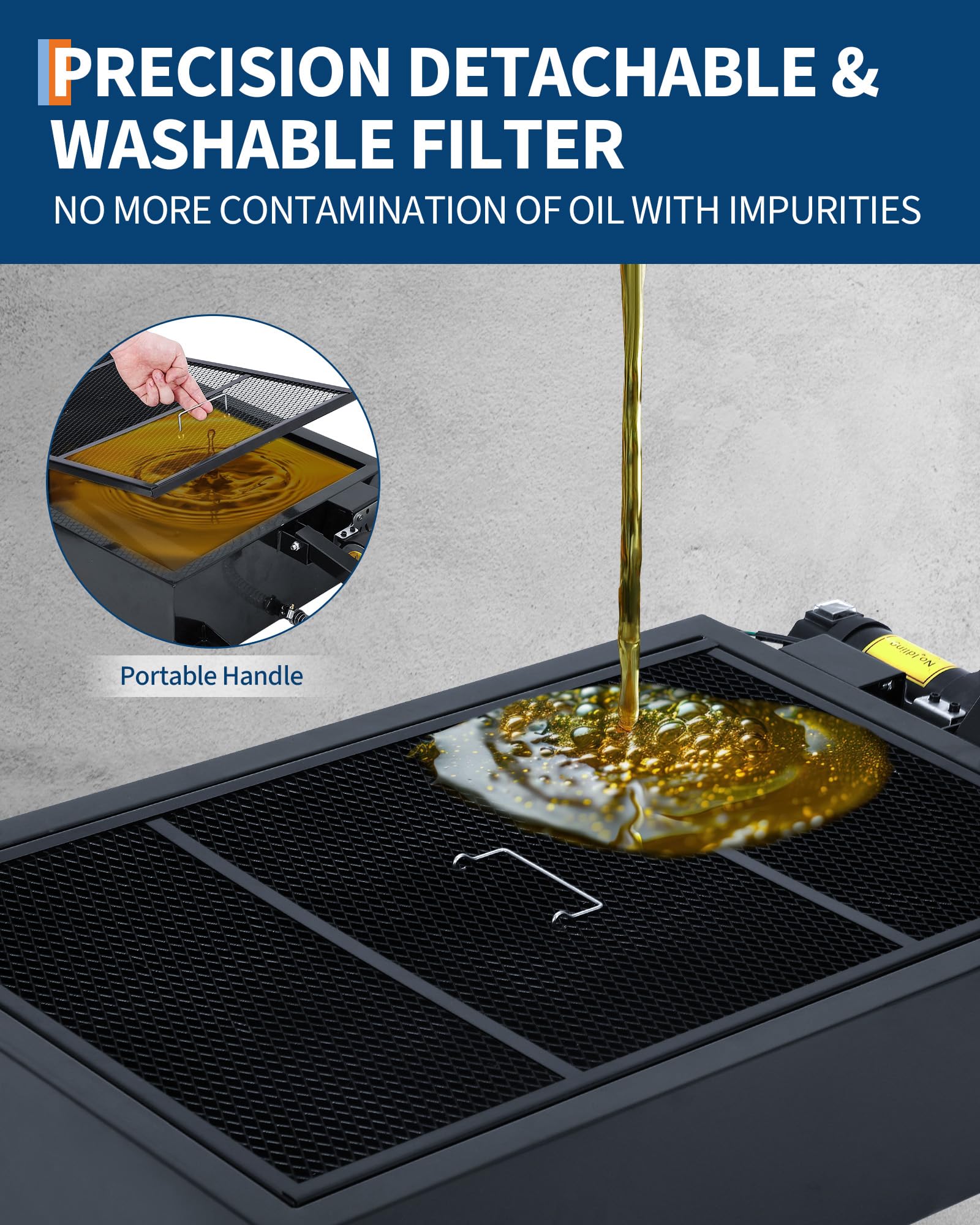 Garvee Low Profile Oil Drain Pan 20-Gallon with 180W Electric Pump, Folding Handle, Carbon Steel, 8FT Hose, Wheels - Cars, SUVs, Trucks