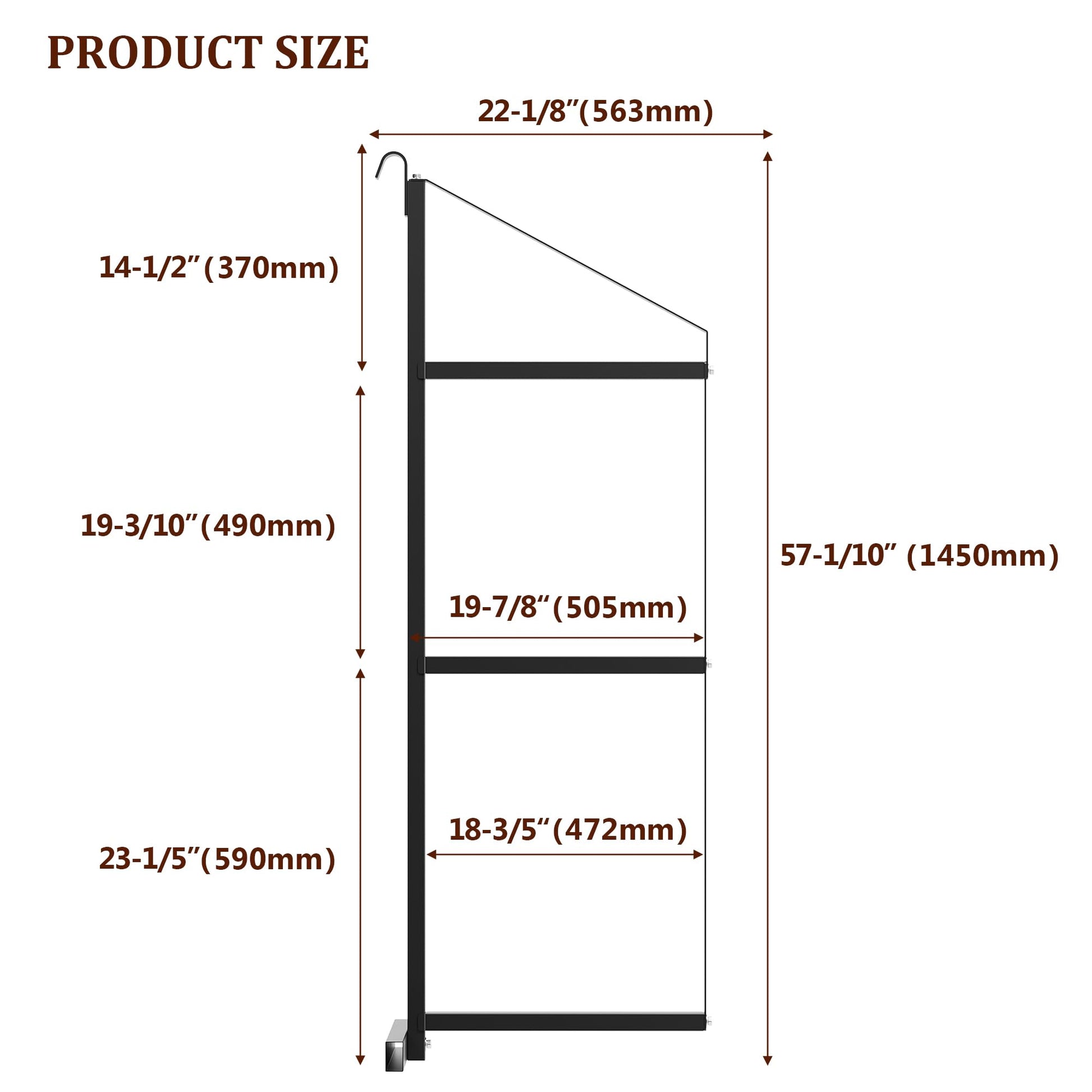 Garvee Shipping Container Shelving Brackets 4PCS, 3-Tier 22''D x 60''H Black Powder Coated Steel Shelf Support for Cargo Storage, Easy to Hang and Remove for Heavy Duty Containers, Workbenches