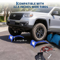 Garvee Heavy Duty 8 Inch Lift Sturdy Steel Car Ramps, 8000 lbs Capacity – Vehicle Service Ramps for Cars, Trucks, SUVs – Oil Change, Repair, Maintenance – 2 Pack – Blue
