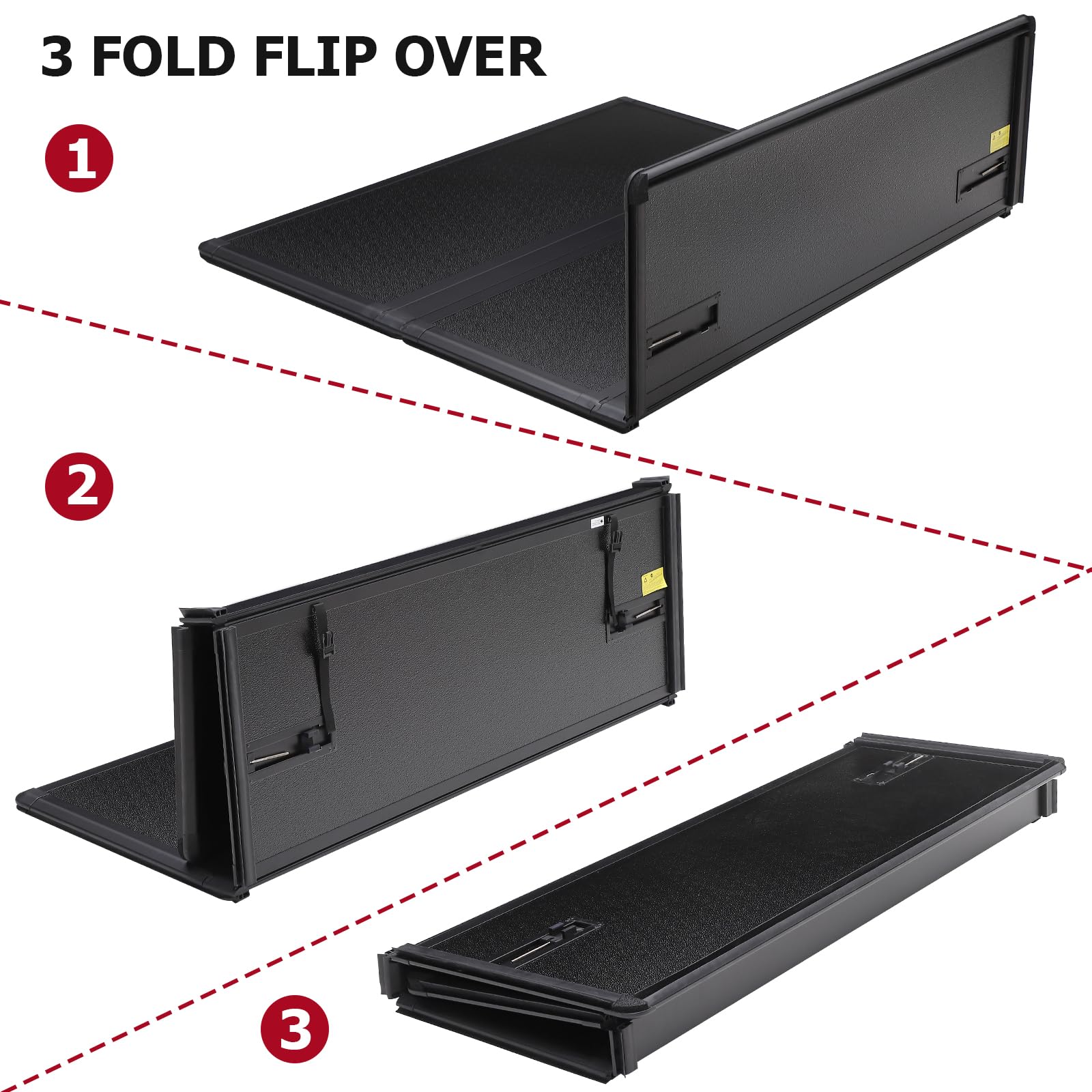 Garvee Hard Tri-Fold Tonneau Cover for 2022-2024 Ford Maverick 4.6ft bed- Black