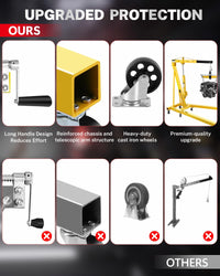 Garvee 2-Ton Hydraulic Engine Hoist Crane, 4400 lbs Folding Heavy-Duty Cherry Picker with Lever, 6 Locking Wheels, and 4 Boom Positions for Truck/SUV Engines, Garage, Workshop, and Industrial Lifting, Yellow