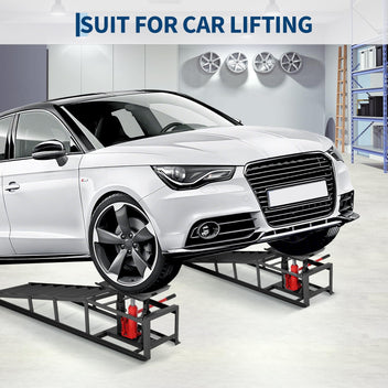 Garvee 2-Pack Hydraulic Car Ramps, 5T/11000 lbs Capacity Low-Profile Car Lift with Adjustable Height (9.4"-13.34") for Trucks, Trailers, and Auto Repair in Garage, Black