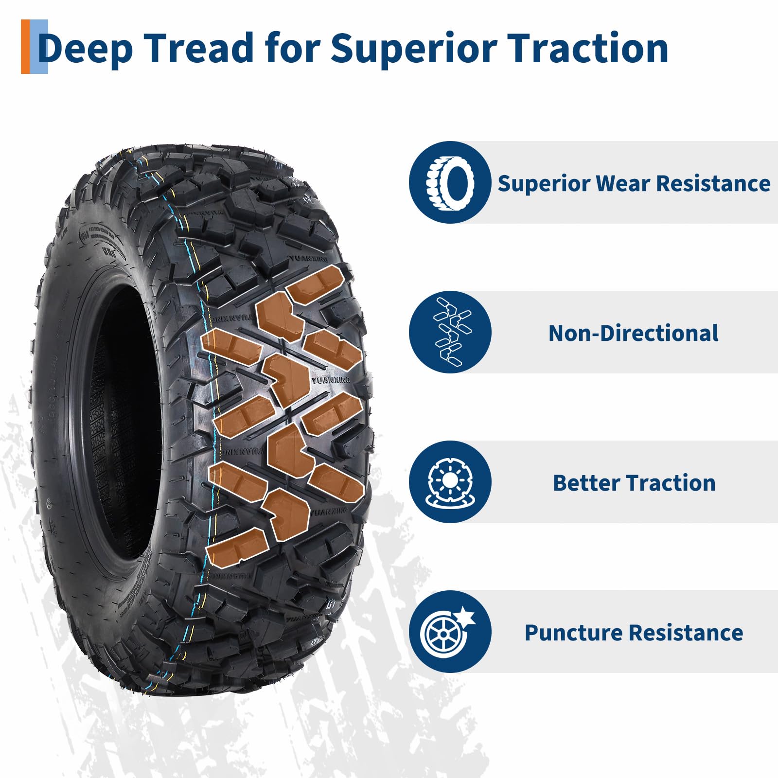 Garvee 27x9-14 ATV Tires (Set of 2) - 6PR Tubeless Heavy-Duty All-Terrain Tires for ATV/UTV, Ideal for Mud, Sand, Dirt, Snow, & Off-Road