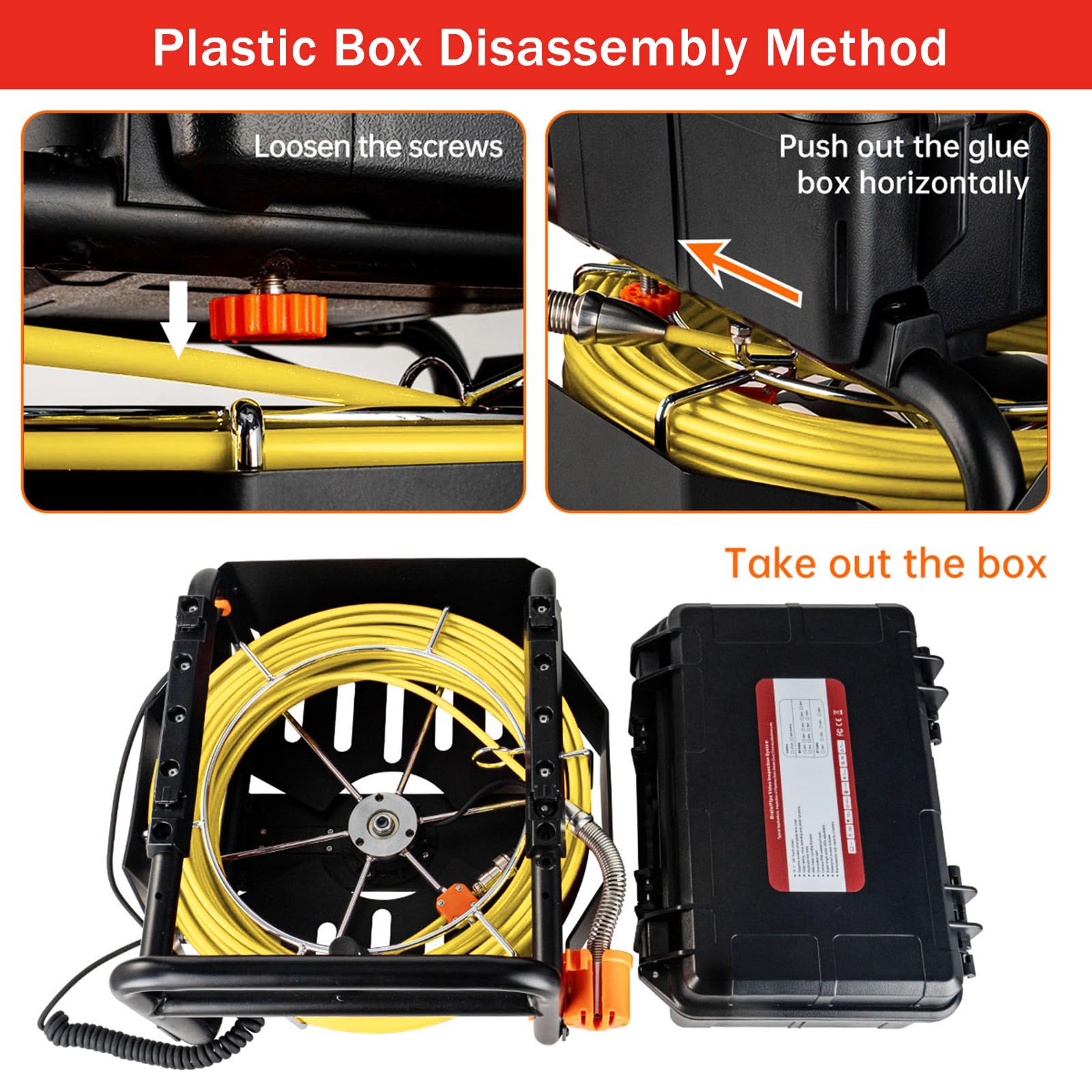 Garvee Sewer Camera 100ft Pipeline Inspection with DVR, Self-Leveling, IP68 Waterproof Aluminum, 12 LED Lights, 10.1" HD Display for Drains & Sewers