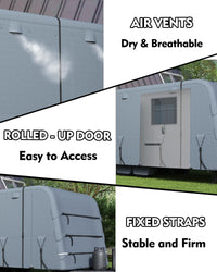 \Garvee 6-Layer Heavy-Duty RV Cover - Waterproof Windproof Travel Trailer Cover with Breathable Top, Tire Covers, and Accessories, Fits 21'-24' Motorhomes & Campers